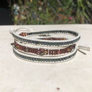 Three Wrap Leather Bracelet Handmade